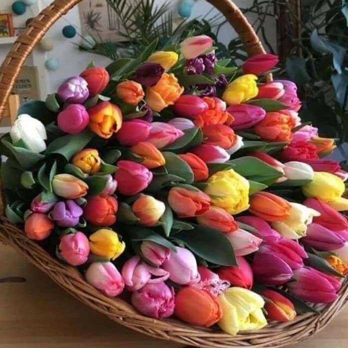 kosz pełen tulipanów puzzle online