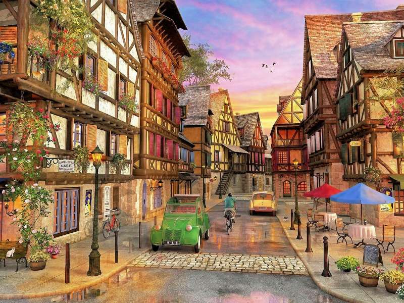 Zabytkowe spichrzowe budynki na ulicy Colmar puzzle online