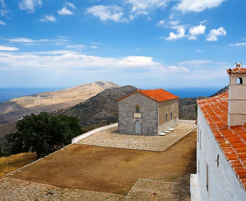 Klasztor na greckiej wyspie Hydra w górach puzzle online