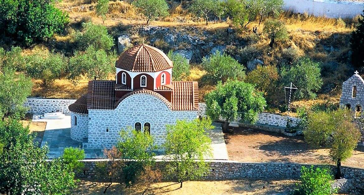 Klasztor na greckiej wyspie Hydra puzzle online