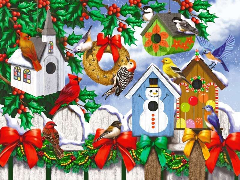 Zimowe mieszkanka dla ptaszków puzzle online