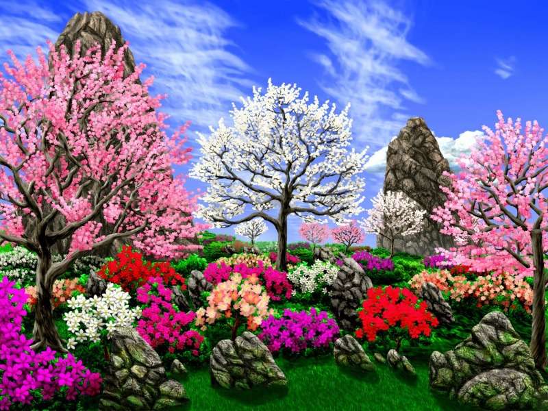 Przecudne kolory wiosny i błękit nieba puzzle online