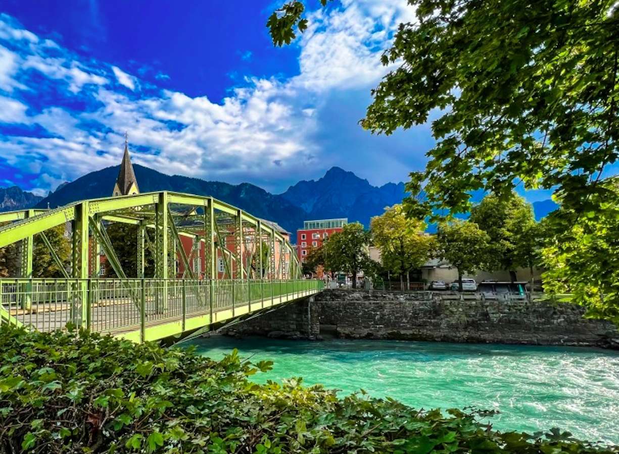Austria-Lienz-Rzeka Isel i jej most puzzle online