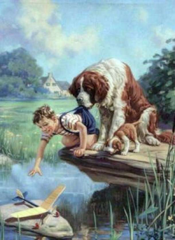 Dziecko i pies puzzle online