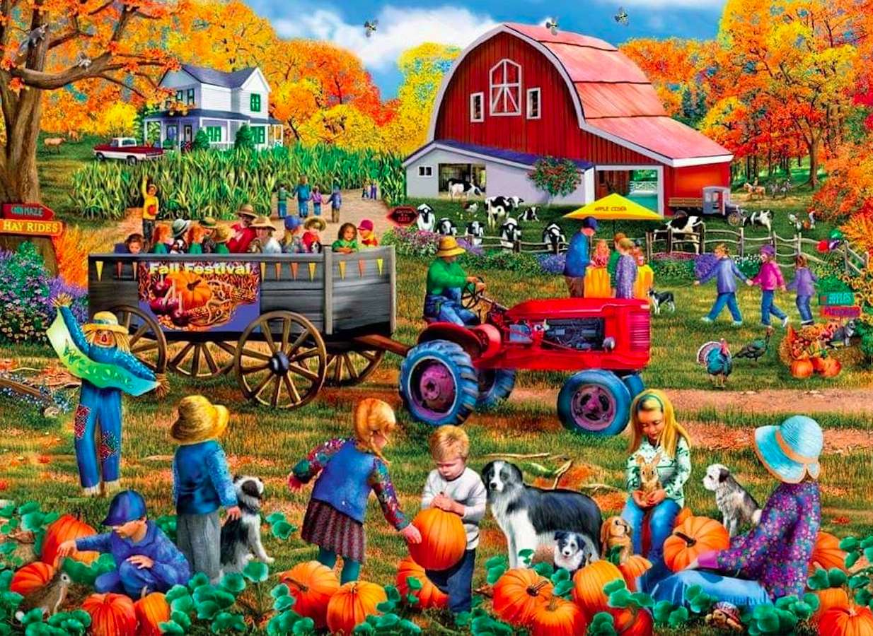 Dyniowe szaleństwo dzieci na farmie:) puzzle online