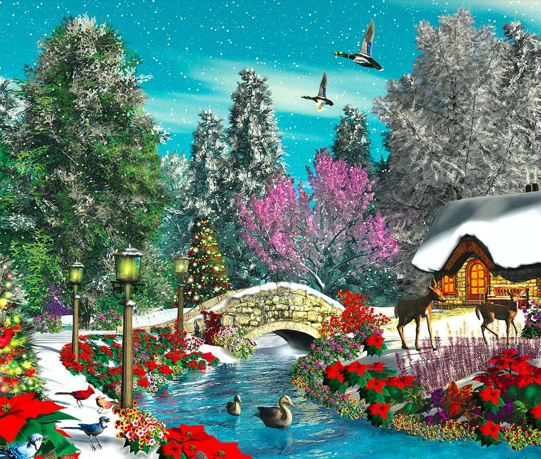 Śliczny domek w zimowej szacie puzzle online