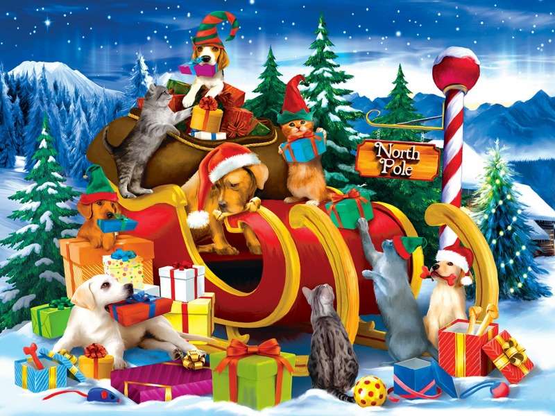 Najlepszy moment Świąt-otwieranie prezentów puzzle online