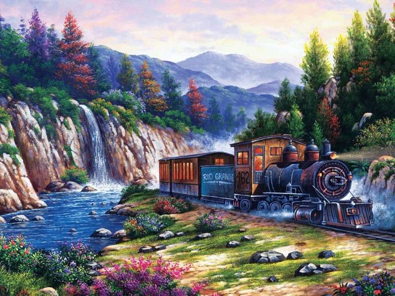 Podróż pociągiem przez piękną krainę górską puzzle online