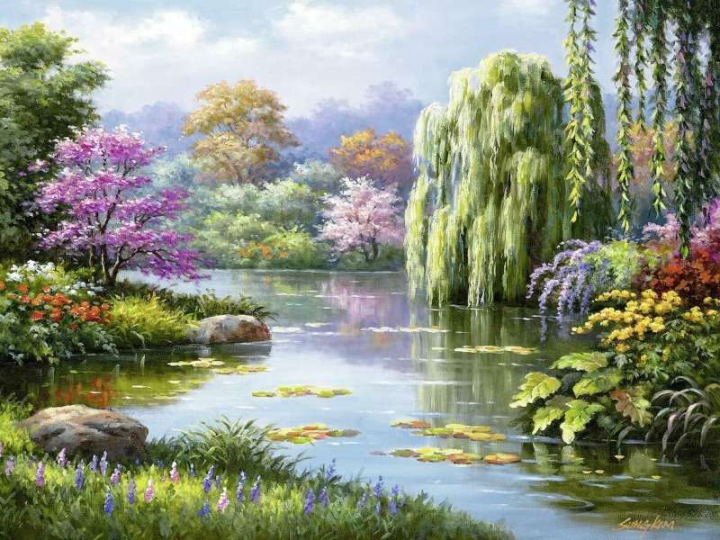 Romantic pond-Romantyczne miejsce nad stawem puzzle online