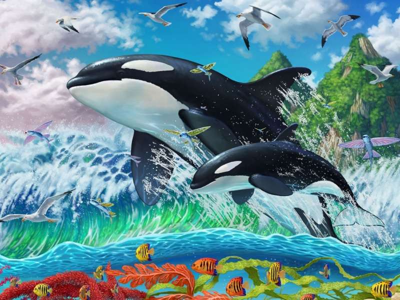 Jumping orcas- Skaczące wesołe orki:) puzzle online