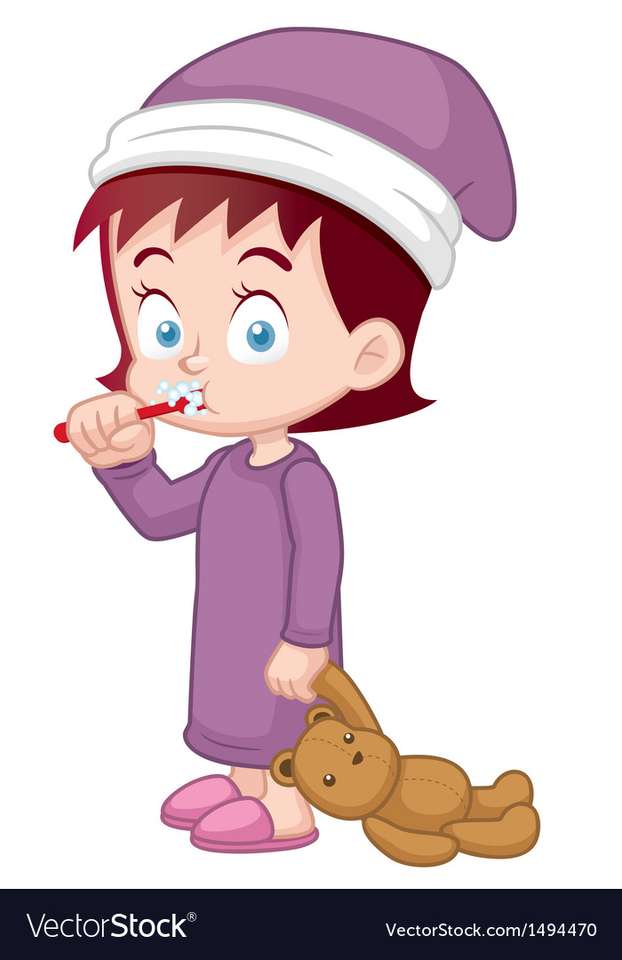 dziecko myje zęby puzzle online
