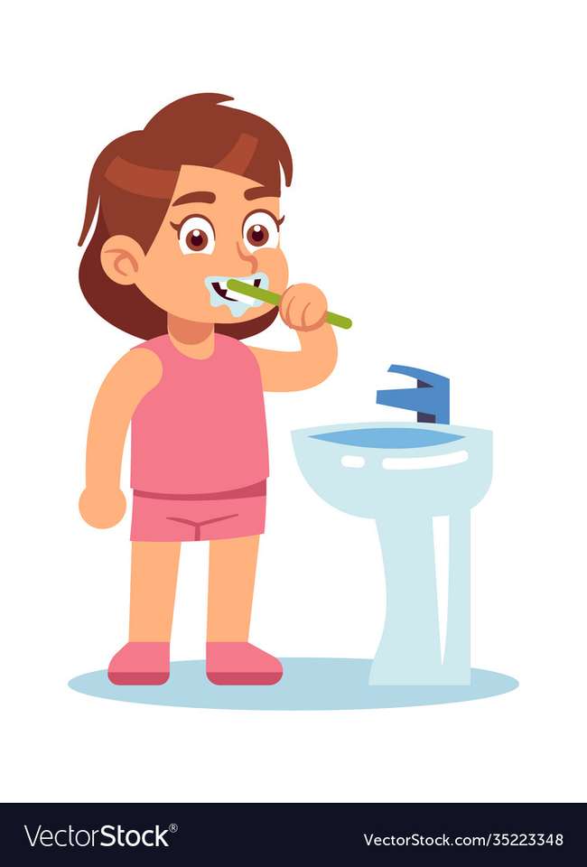 dziecko myje zęby puzzle online