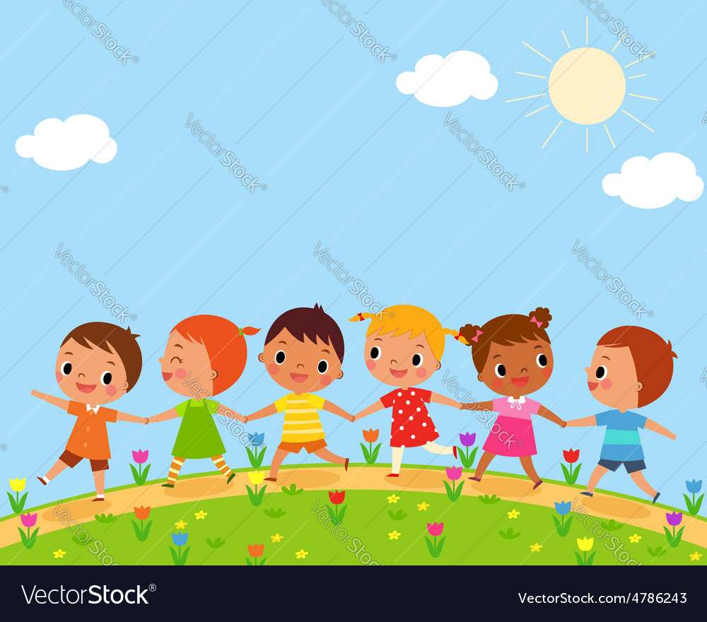 Children walk on a beautiful spring day puzzle puzzle online