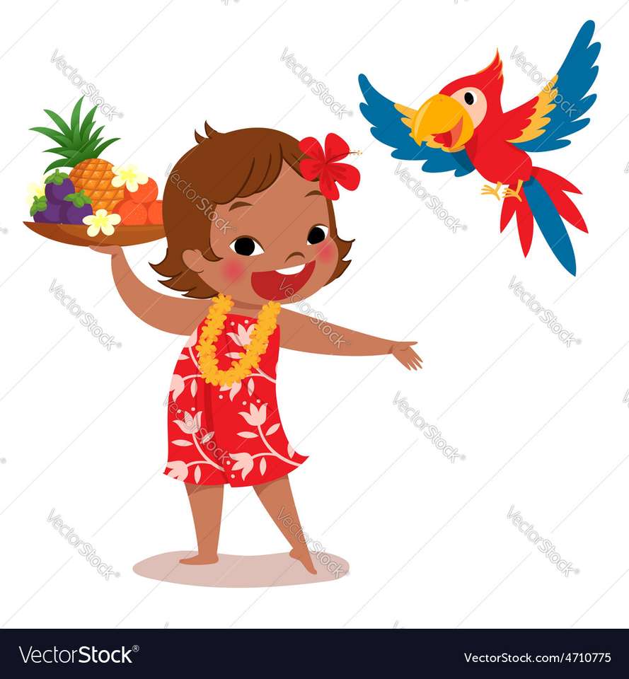 Tropical island girl and parrot puzzle puzzle online