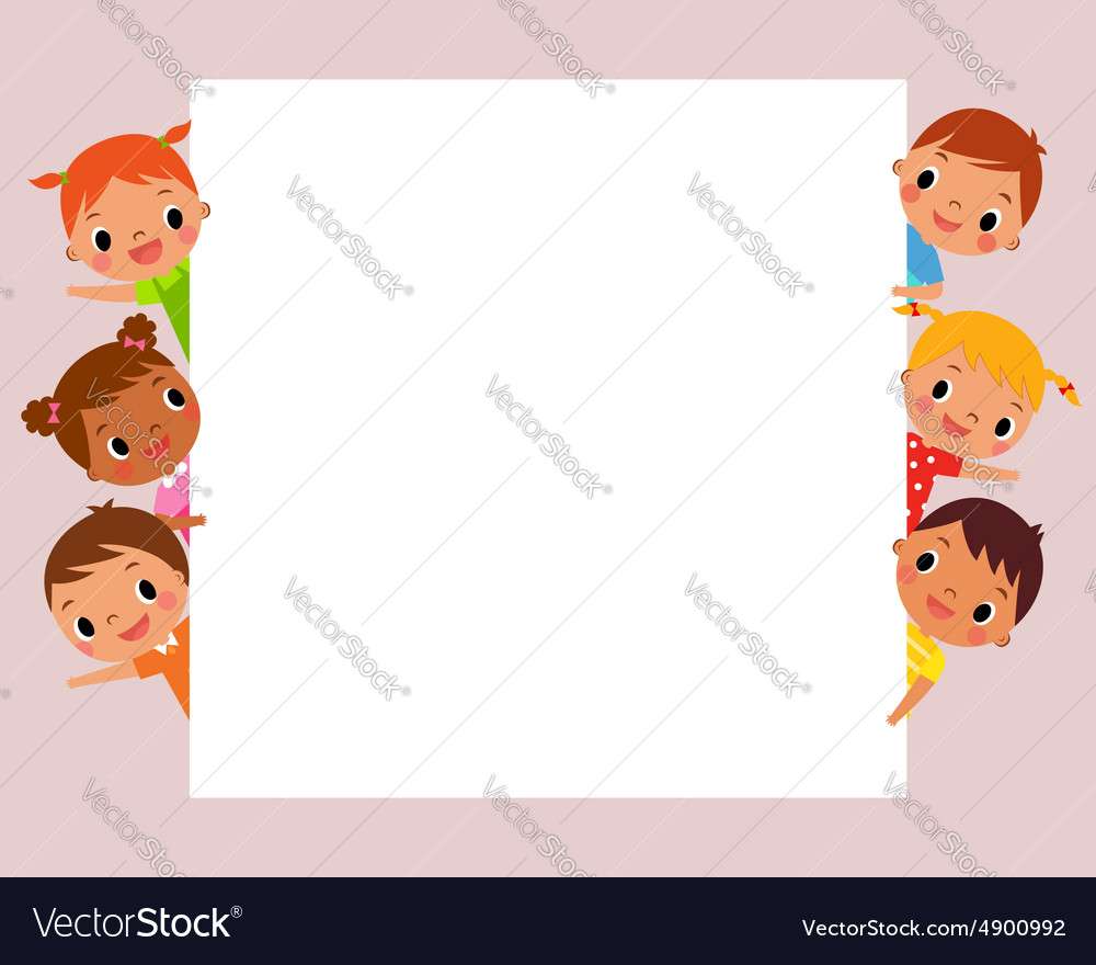 Children behind blank sign vector image puzzle puzzle online
