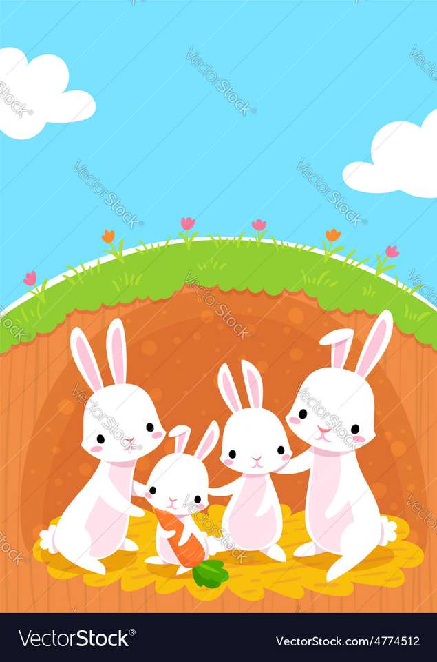 Rabbits family vector image puzzle online