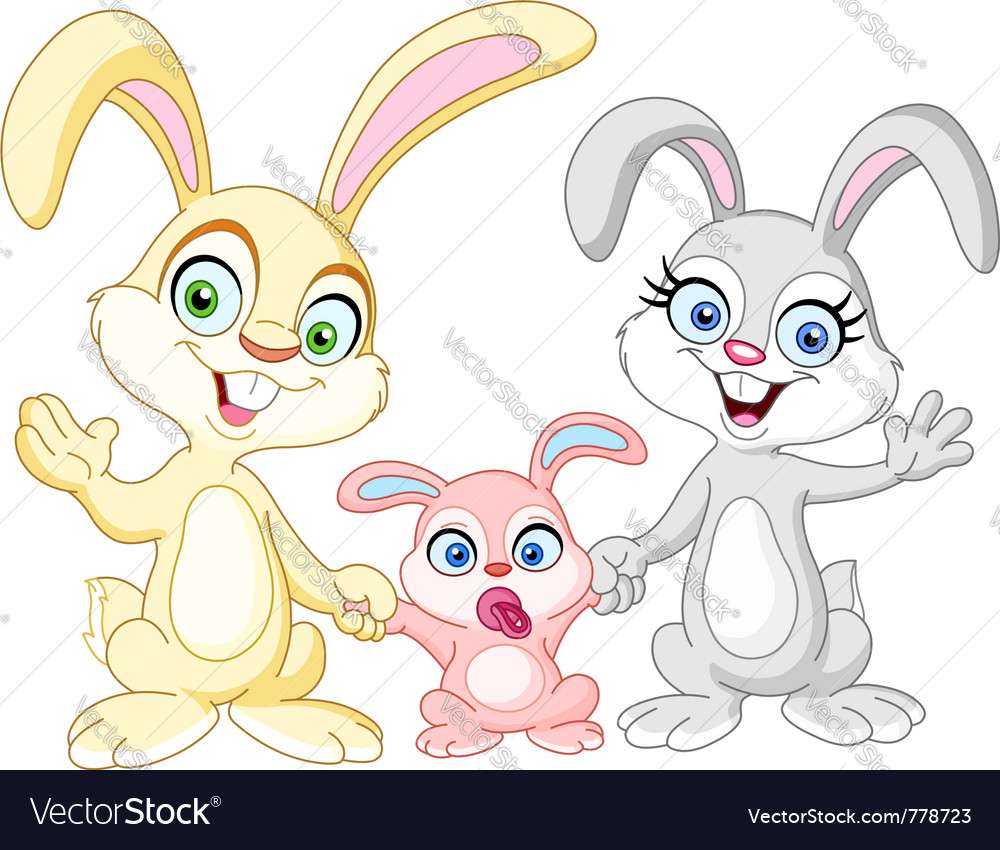 Rabbits family vector image puzzle online