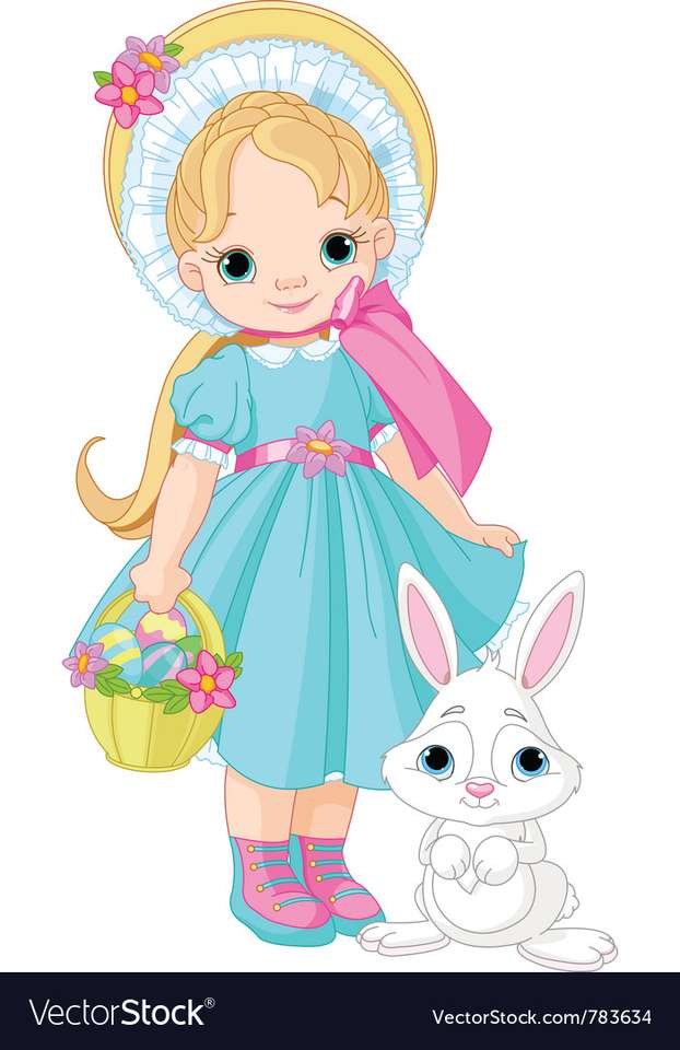 Little girl with easter rabbit vector image puzzle puzzle online