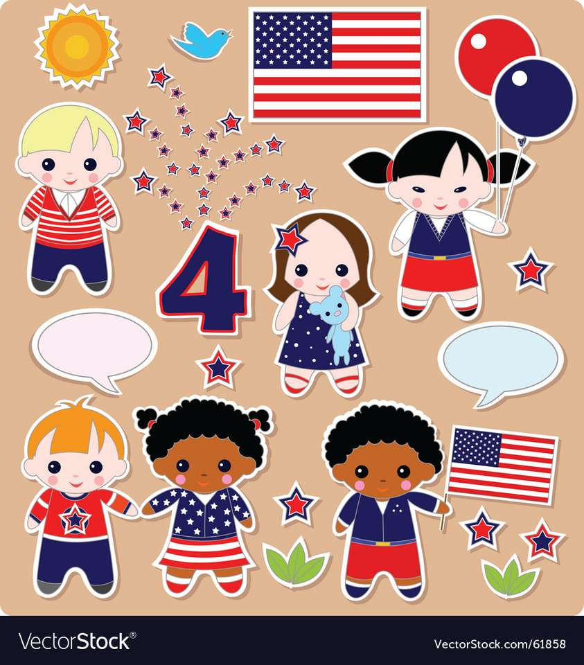 Children set fourth of july vector image puzzle online