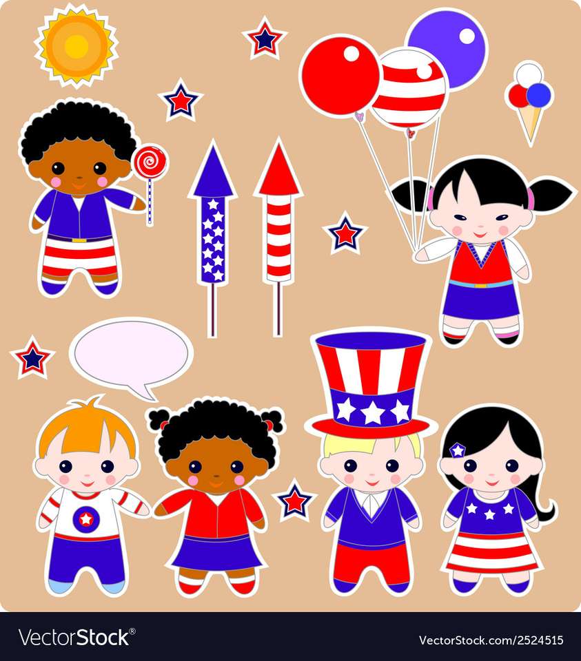 Fourth of july children vector image puzzle online