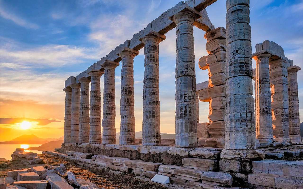 Grecja Cape Sunion Świątynia Posejdona puzzle online