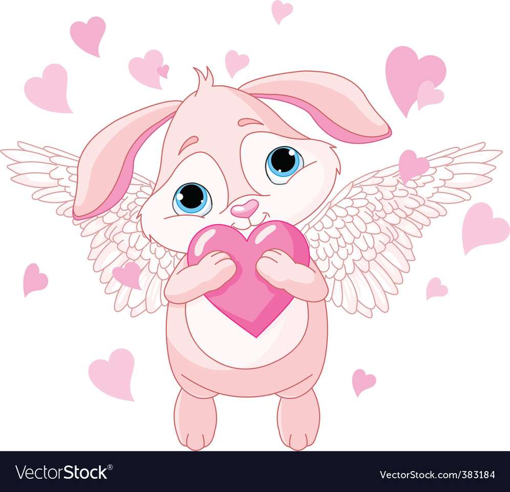 Cute rabbit with love heart vector image puzzle online
