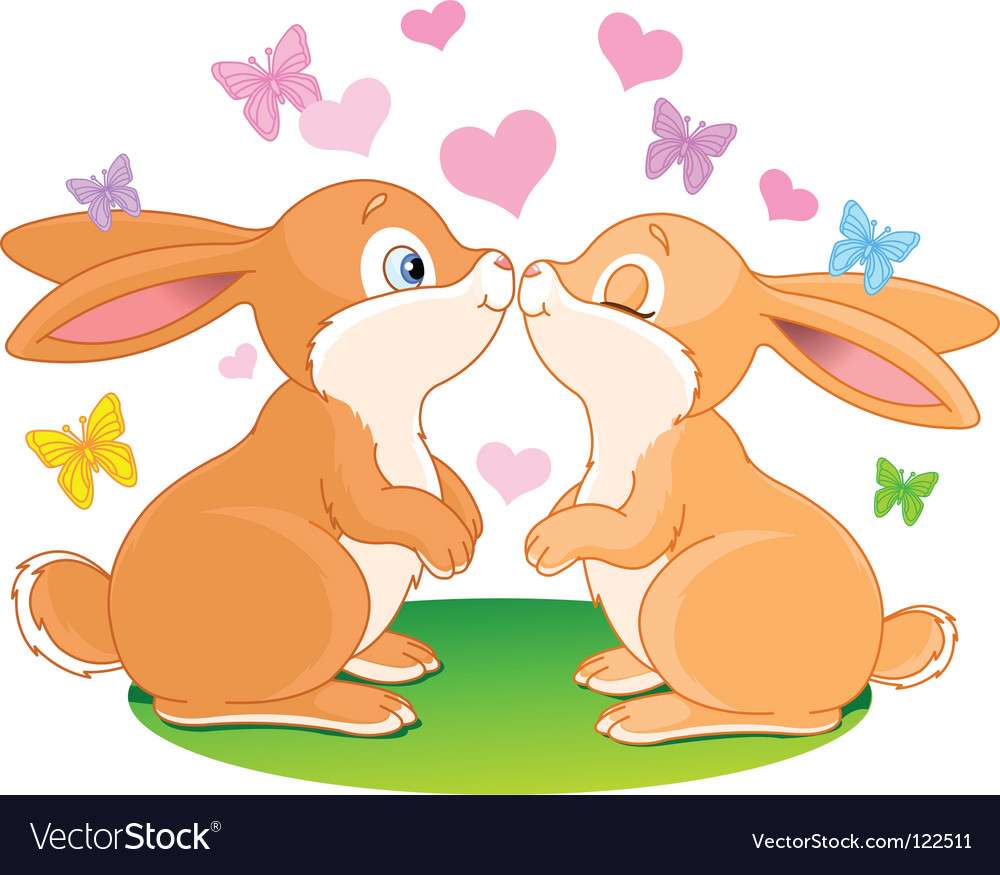 Cartoon bunnies vector image puzzle online