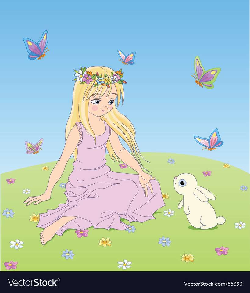 Spring girl vector image puzzle online