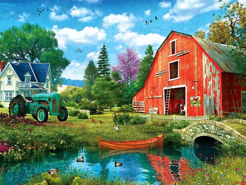 The Red Barn-Czerwona stodoła i biały domek:) puzzle online
