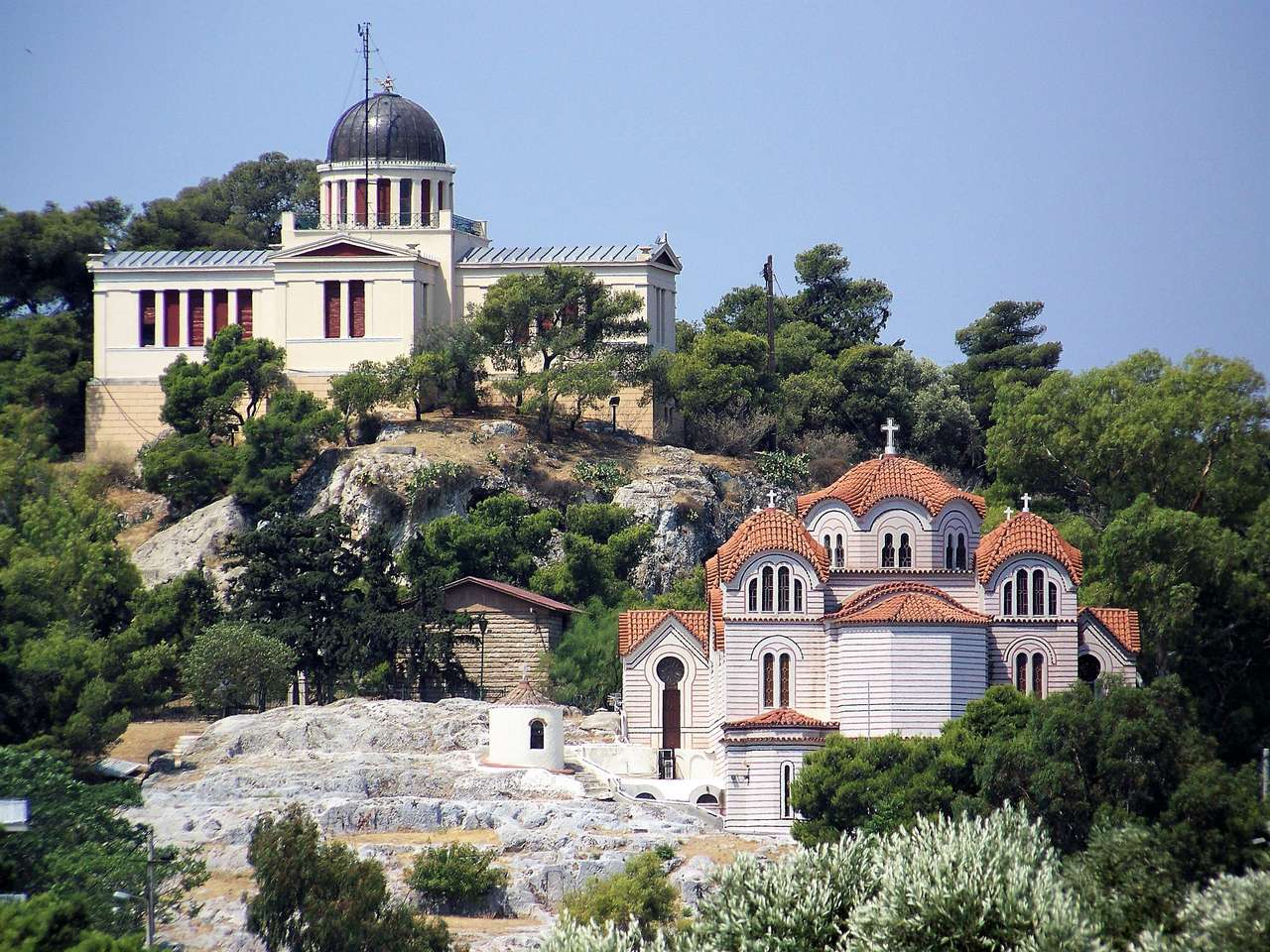 Grecja Attyka Obserwatorium i kościół w Atenach puzzle online