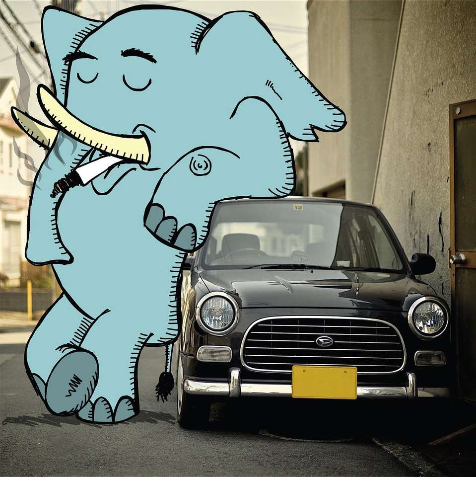 Słoń na ulicy puzzle online