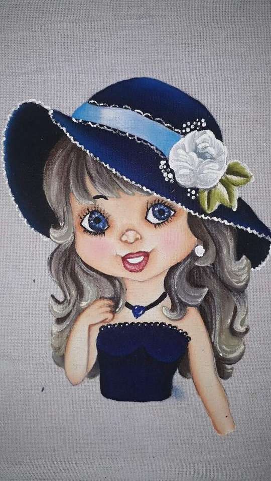 Diva dziewczyna niebieski kapelusz puzzle online