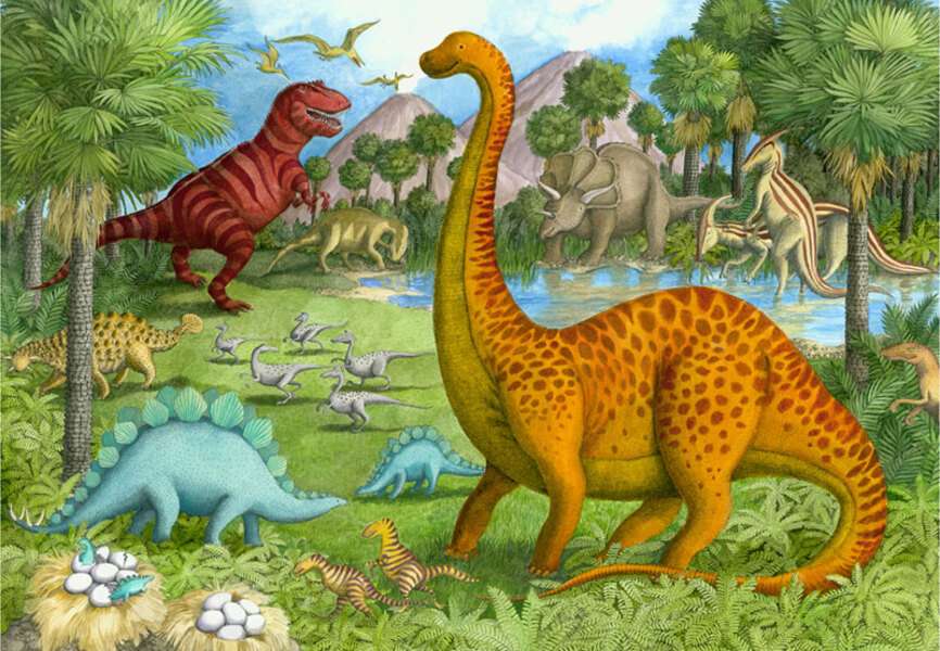 dinozaury w lesie puzzle online