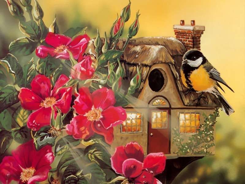 Sweet little Bird-Słodki mały ptaszek piękny domek puzzle online