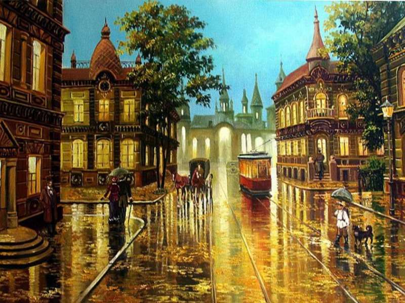 Rainy Day In Town-Deszczowy dzień w mieście puzzle online
