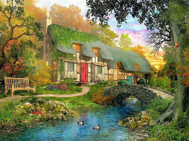 Little Stream Cottage-Uroczy domek nad strumykiem puzzle online