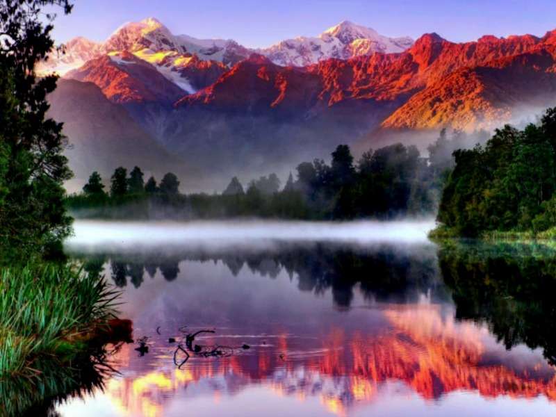 Piękne Góry Cooka i jezioro puzzle online