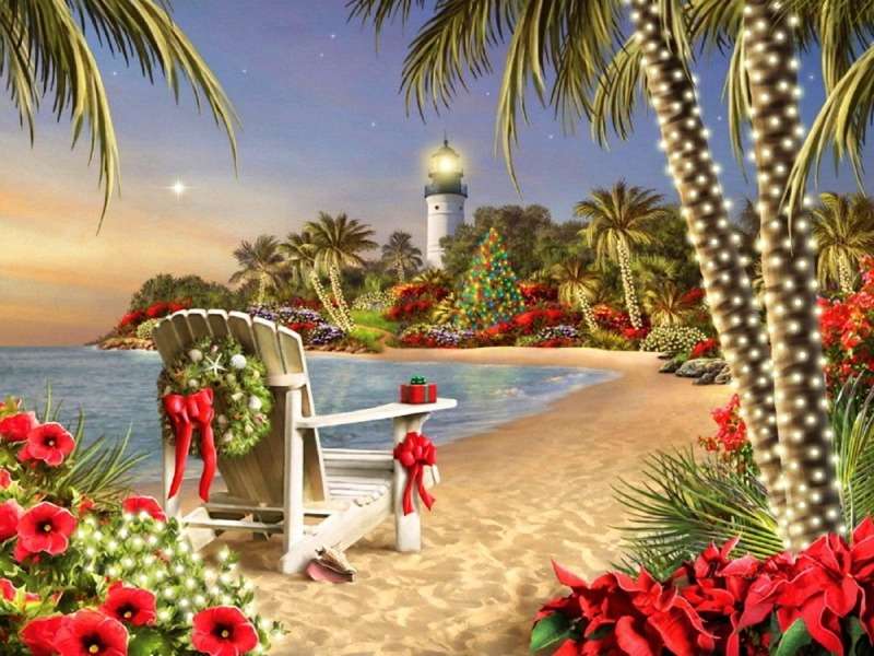 Świąteczne wakacje na pięknej wyspie puzzle online