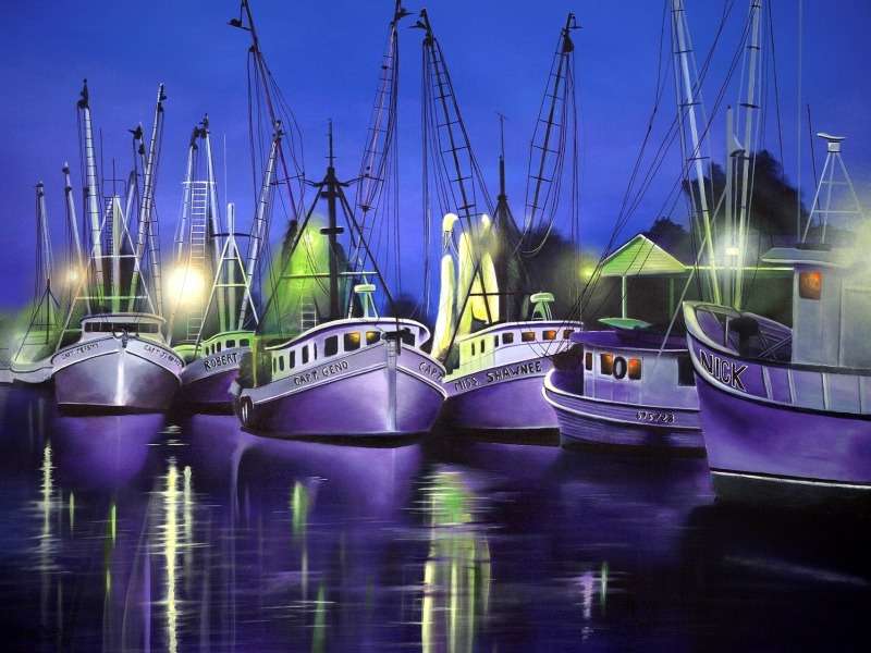 Marino-Fioletowe urocze łodzie:) puzzle online