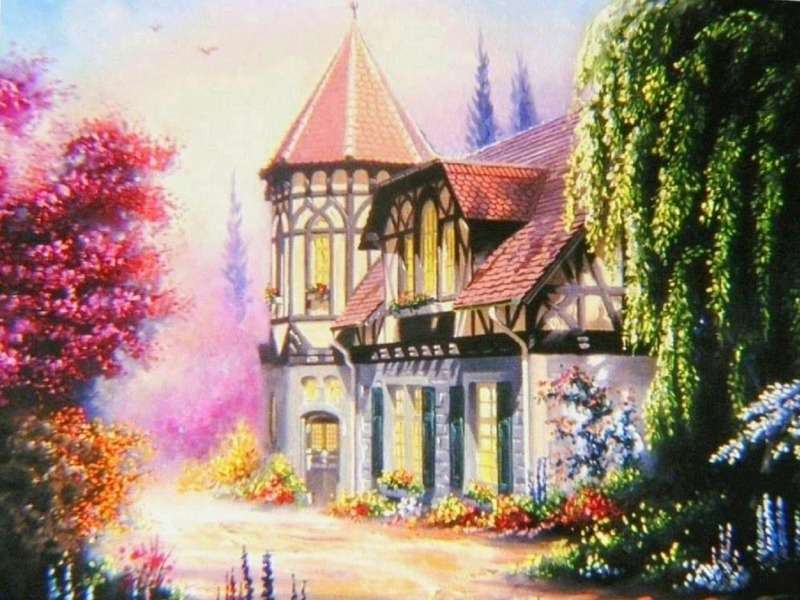 Przepiękny wiosenny dom puzzle online