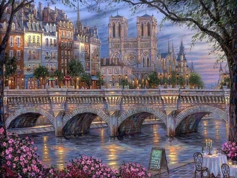 Wieczór nad Sekwaną-Sunset by the River Seine puzzle online