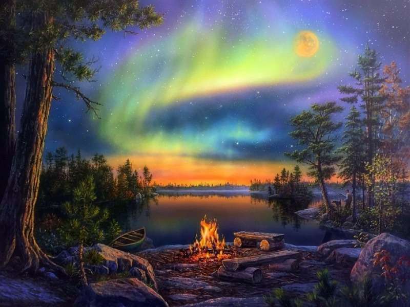 Wyjątkowo piękne niebo nocą, co za widok puzzle online