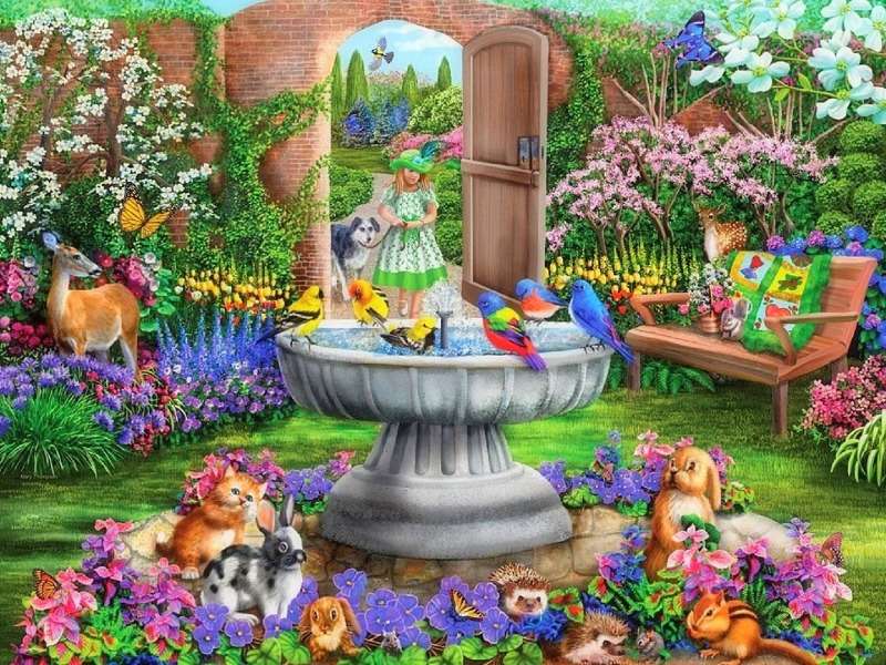Bajkowy zaczarowany ukryty ogród-Hidden Garden puzzle online