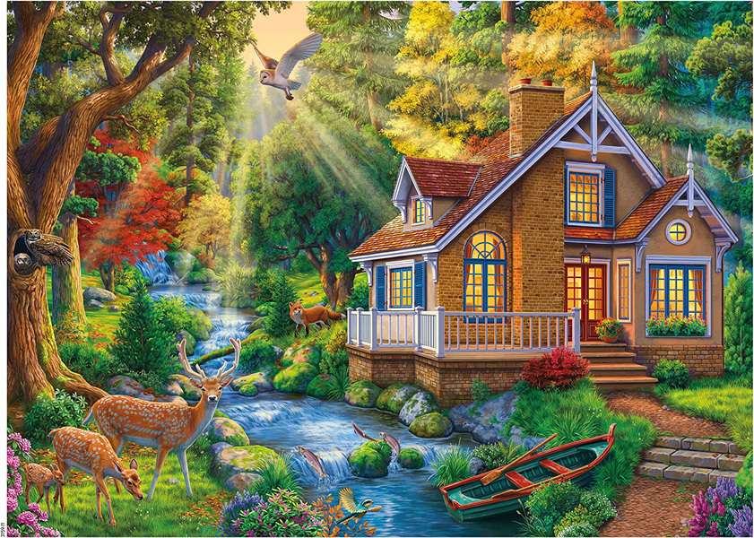 Schönes Haus im Wald Puzzle