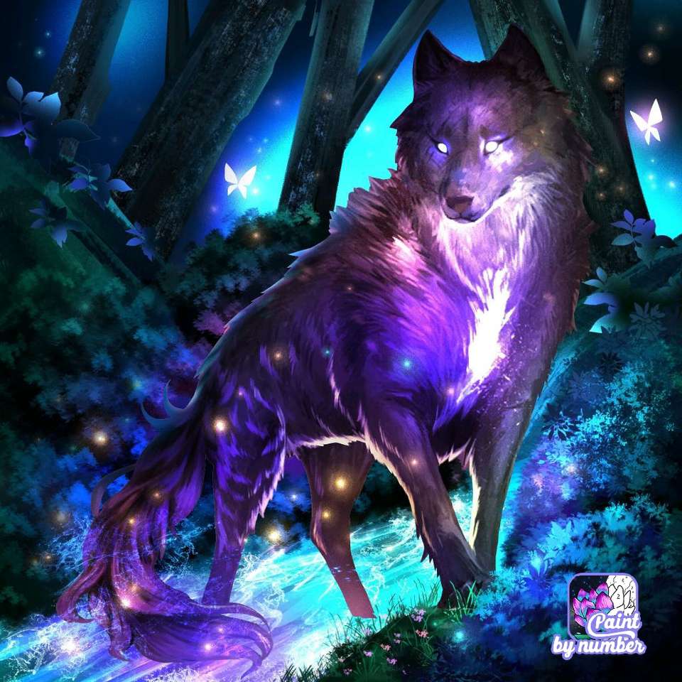 magiczny leśny wilk puzzle online