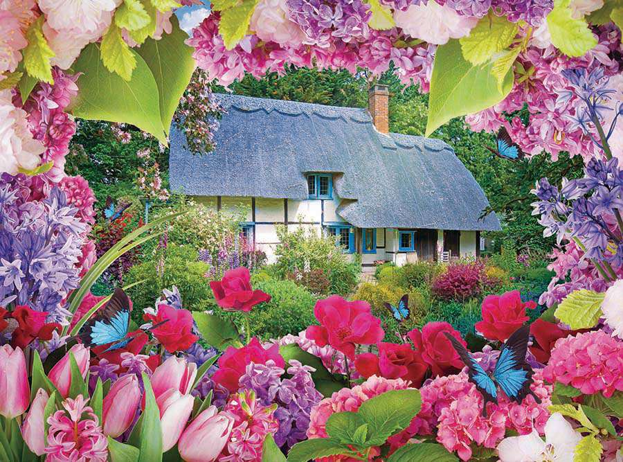 Domek w kwiatach na wsi puzzle online