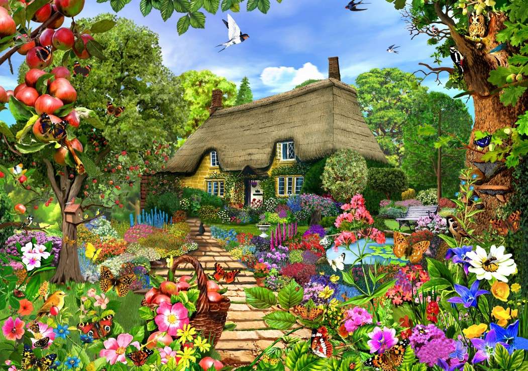 domek i ogród kwiatowy puzzle online
