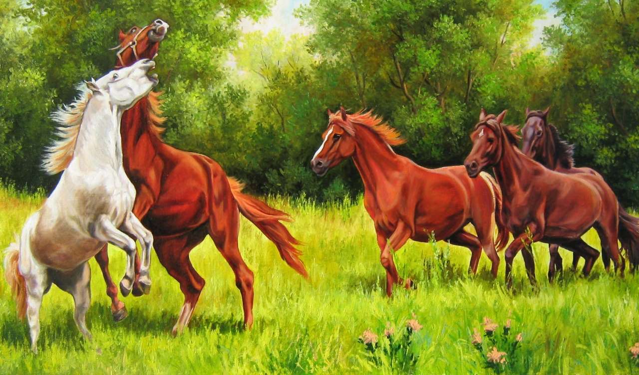 stado pięknych koni puzzle online