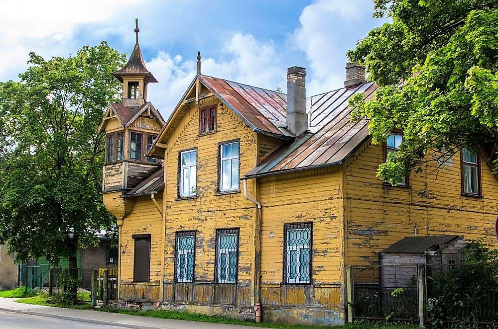 Łotwa Ryga drewniane domy puzzle online