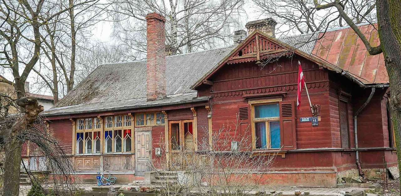 Łotwa Ryga drewniane domy Unesco Światowe Dziedzictwo puzzle online